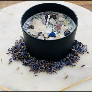 Lavender crystal candle.